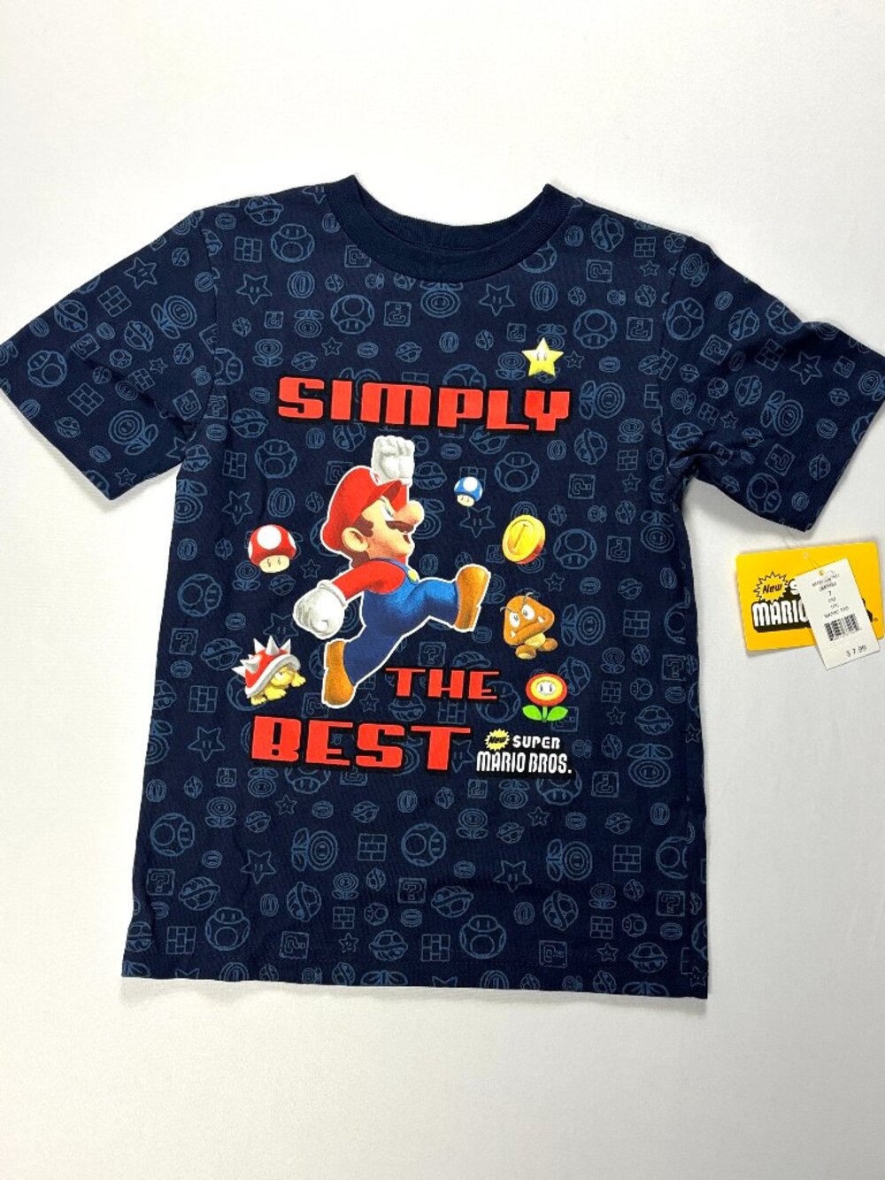 Nintendo Super Mario Bros Video Game Promo 2009 Shirt Blue Sz Youth 7 NWT New
